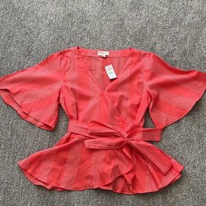 Brand New LOFT Tie Peplum Top